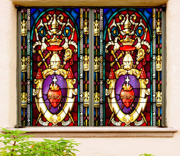 3D Heart Religion 255 Window Film Print Sticker Cling Stained Glass UV Block