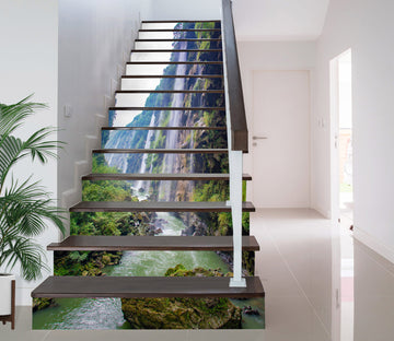 3D Magnificent Mountain Waterfall 266 Stair Risers
