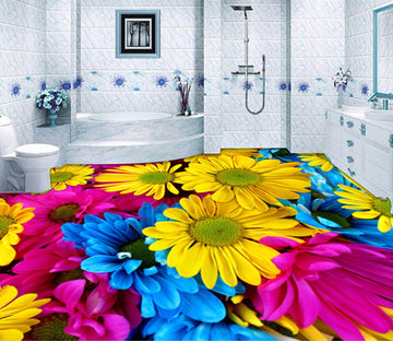 3D Colored Daisy WG160 Floor Mural Wallpaper AJ Wallpaper 2 