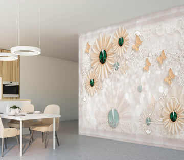 3D Pearl Flower 1478 Wall Murals