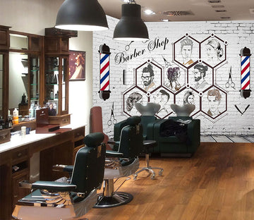 3D Man Cut Hair 1450 Barber Shop Wall Murals