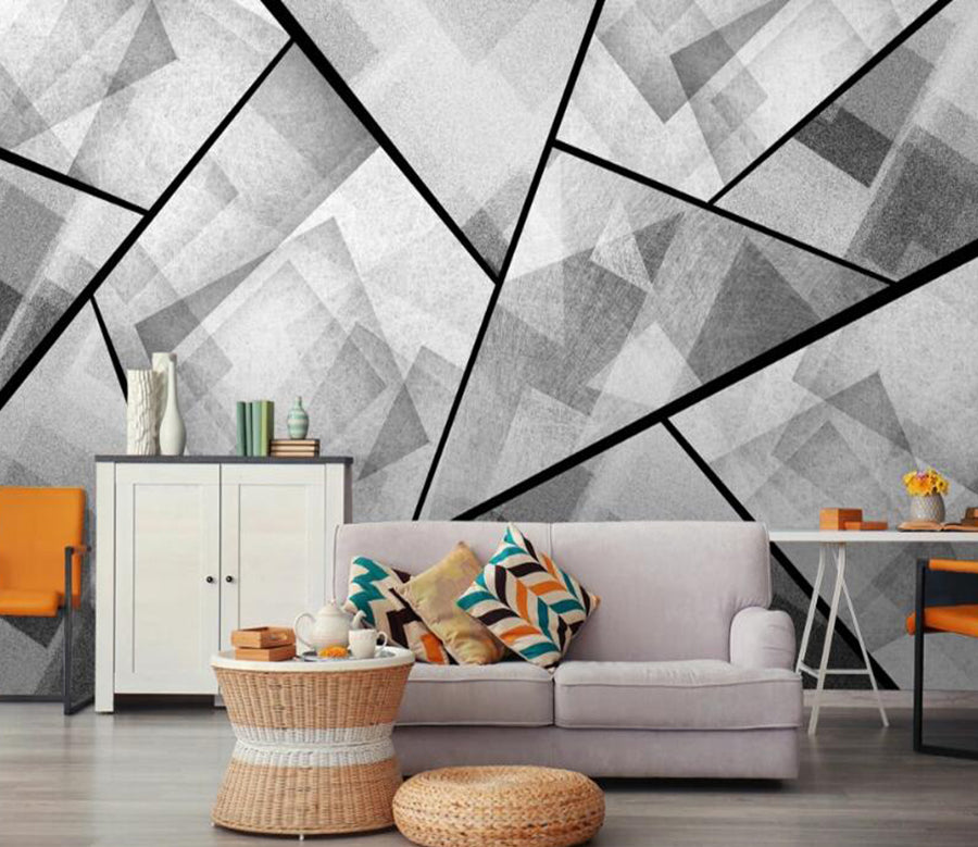 3D Triangular Gray Stitching 675 Wall Murals