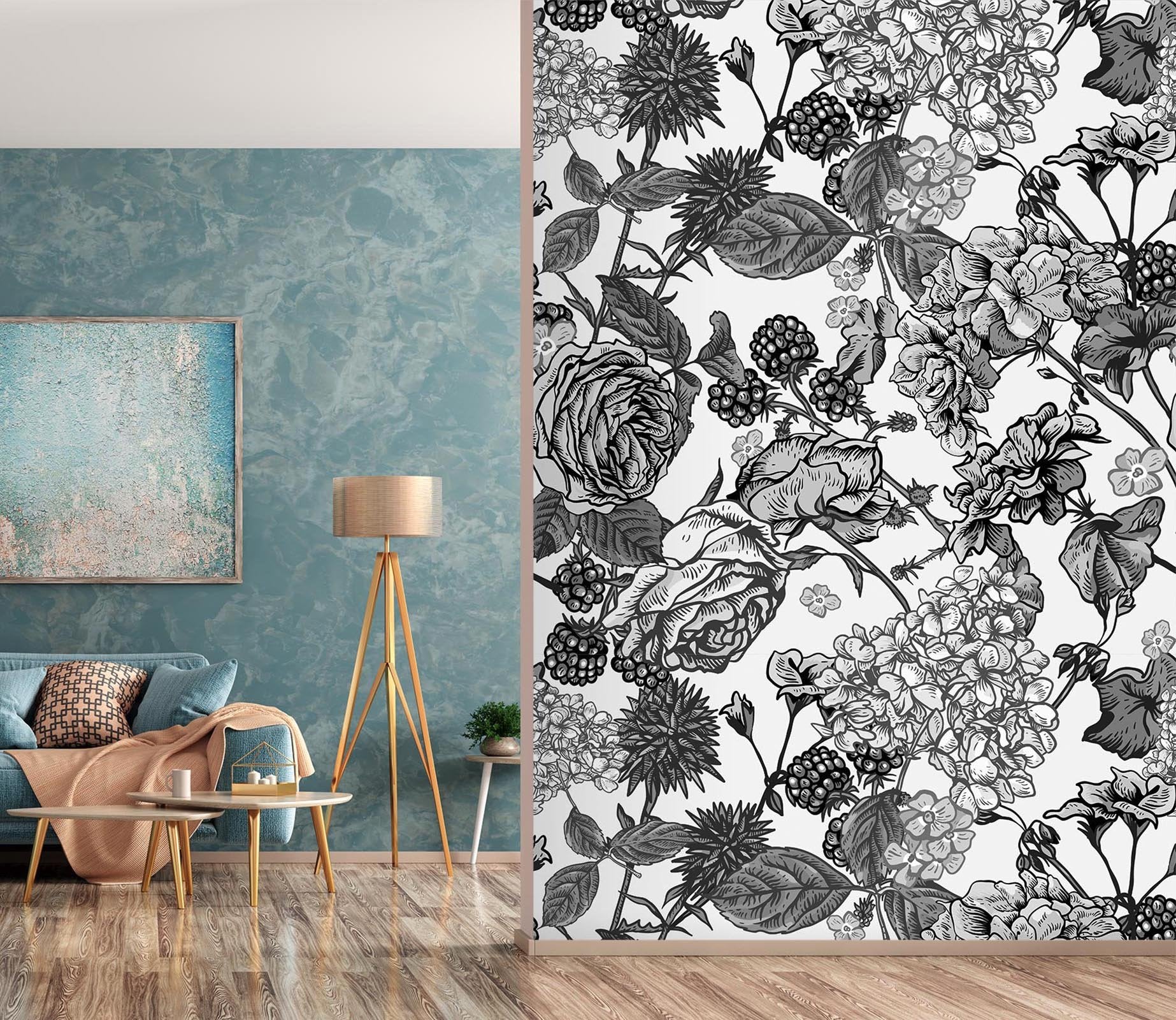 3D Black Peony Flower 11 Wall Murals Wallpaper AJ Wallpaper 2 