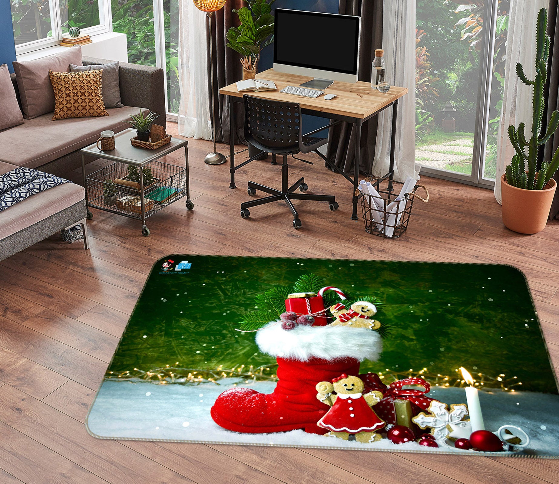 3D Red Socks Gift 56257 Christmas Non Slip Rug Mat Xmas