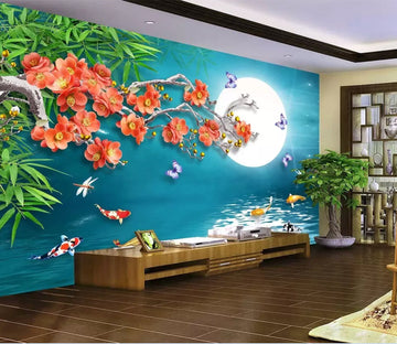 3D Flower Moon WC88 Wall Murals Wallpaper AJ Wallpaper 2 