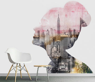 3D Woman City WG151 Wall Murals