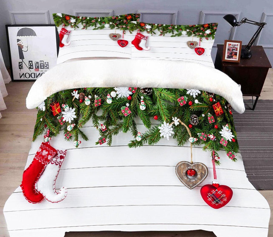 3D Twig Socks 32016 Christmas Quilt Duvet Cover Xmas Bed Pillowcases
