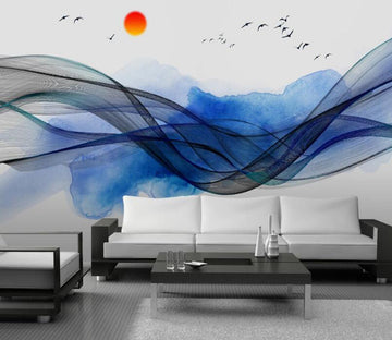 3D Blue Mist Ink Ribbon 616 Wall Murals