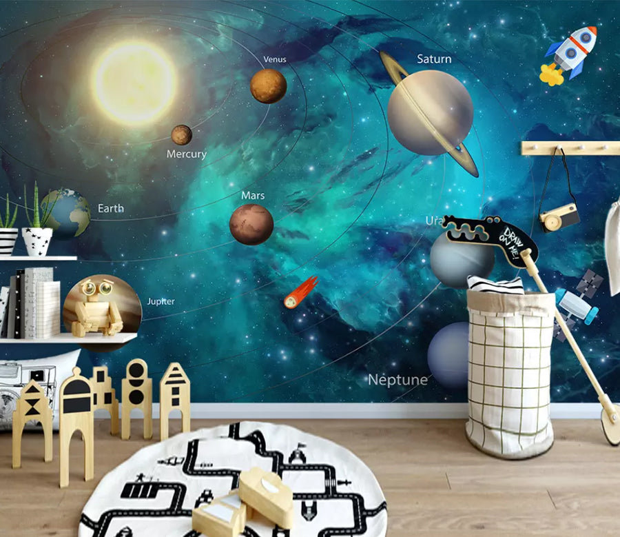 3D Planet Rocket WG725 Wall Murals
