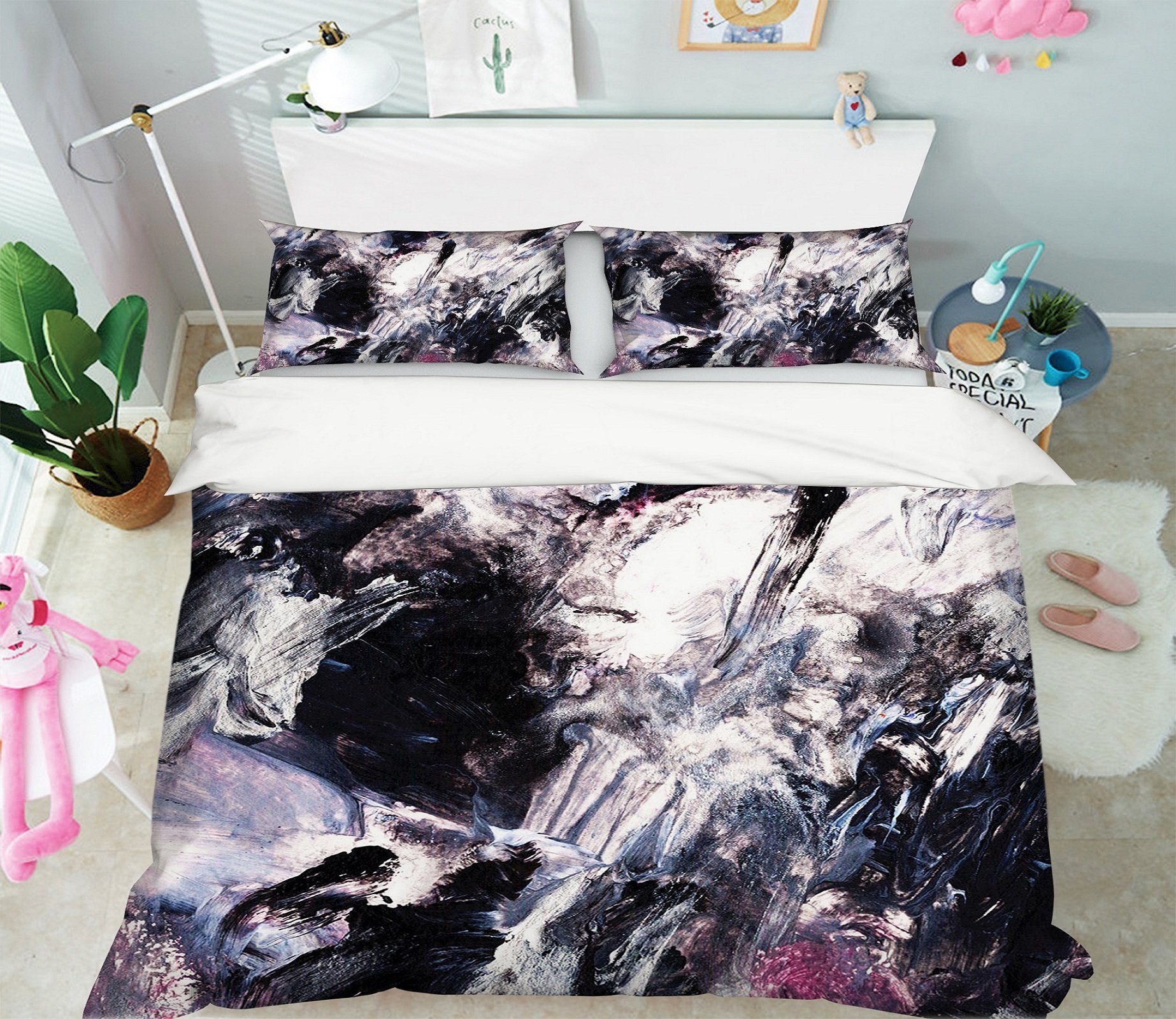 3D Black Ink Painting 013 Bed Pillowcases Quilt Wallpaper AJ Wallpaper 