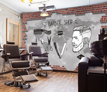 3D Short Hair Style 1470 Barber Shop Wall Murals