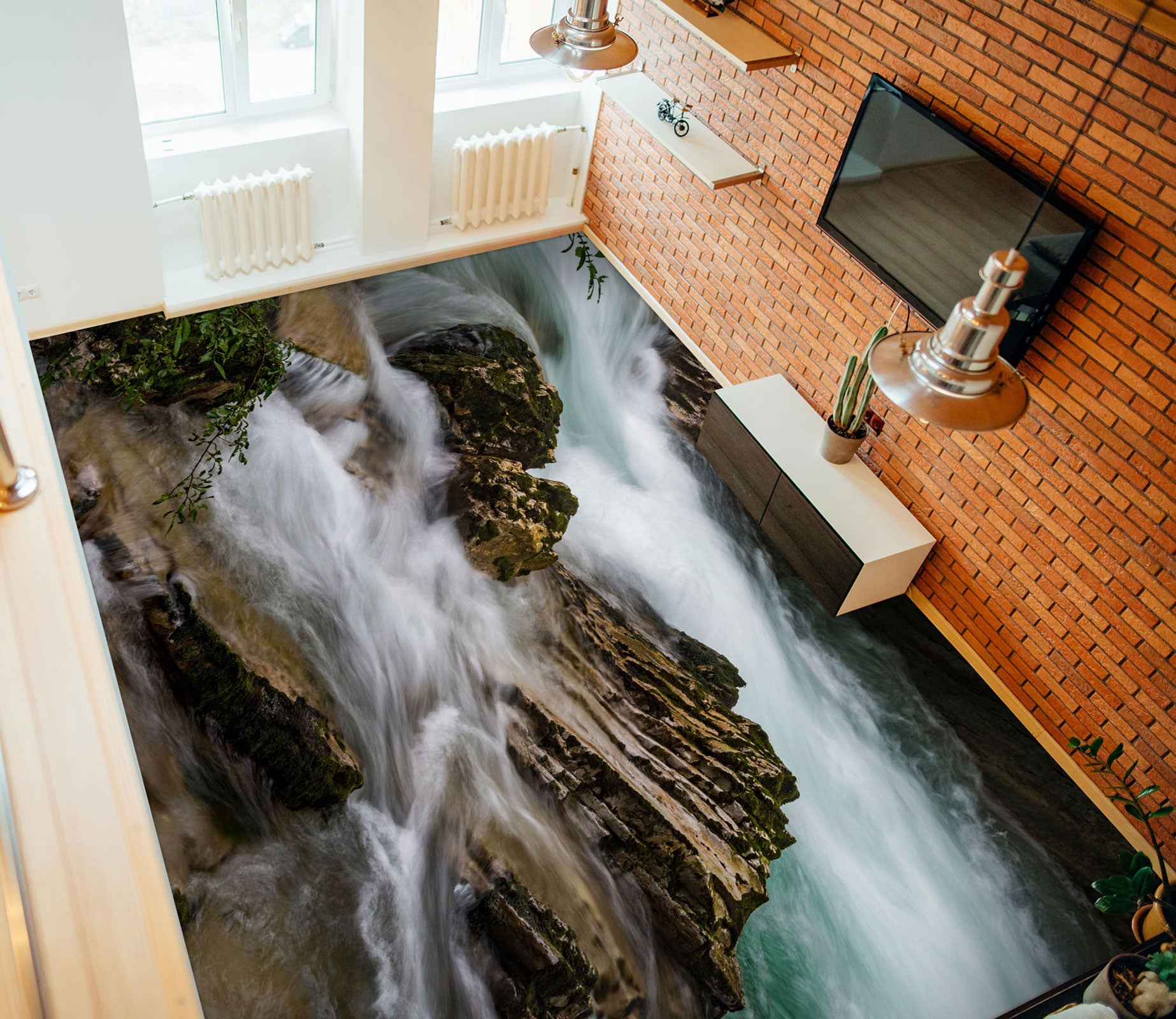 3D Rock Wall Waterfall 1086 Floor Mural  Wallpaper Murals Self-Adhesive Removable Print Epoxy