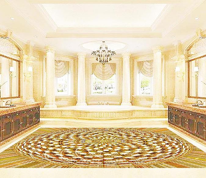 3D Golden Geometry WG232 Floor Mural Wallpaper AJ Wallpaper 2 