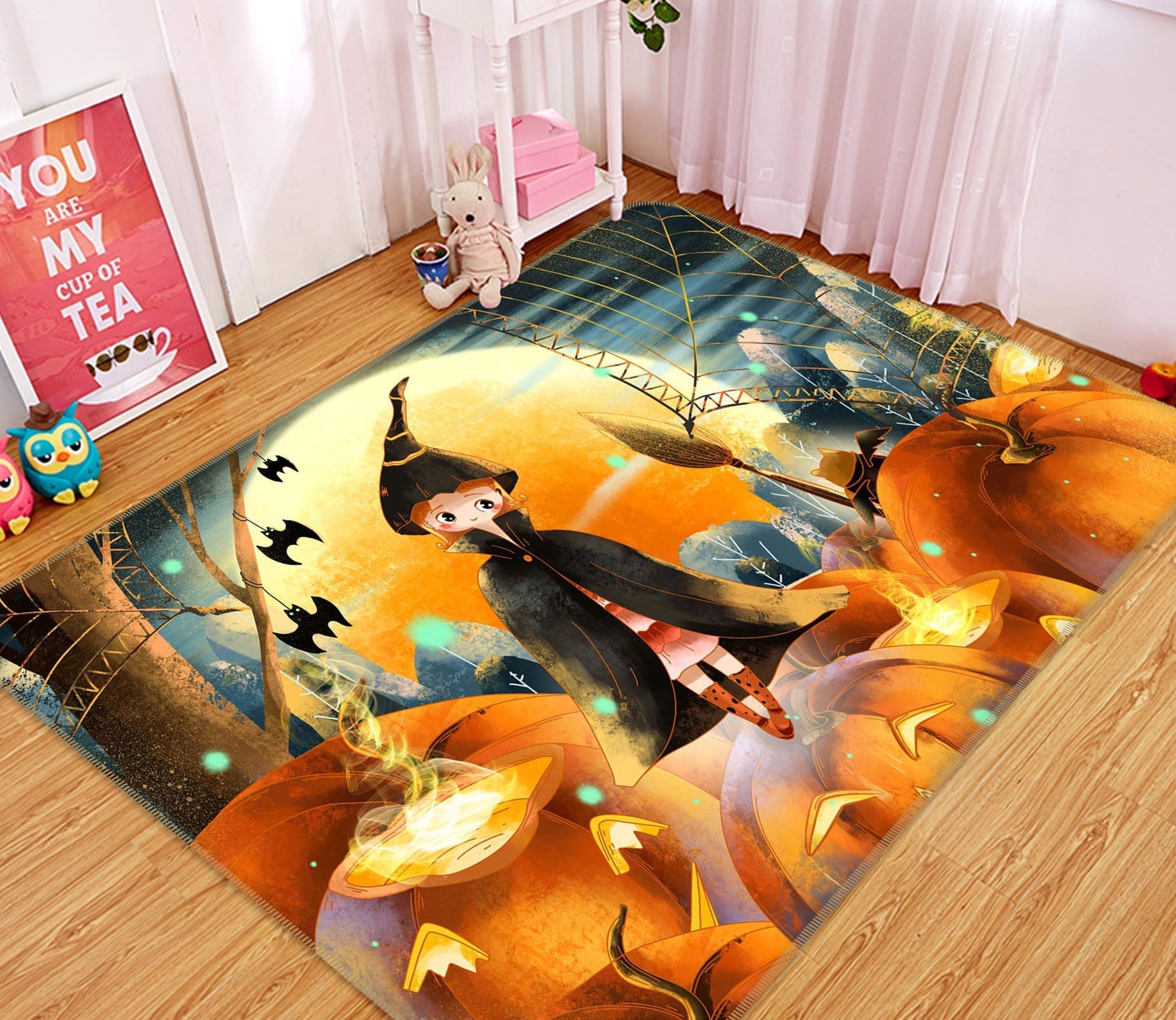 3D Witch Pumpkin Moon 209 Halloween Non Slip Rug Mat Mat AJ Creativity Home 