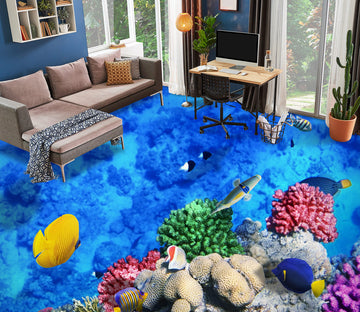 3D Pretty Yellow Fish 1394 Floor Mural  Wallpaper Murals Self-Adhesive Removable Print Epoxy