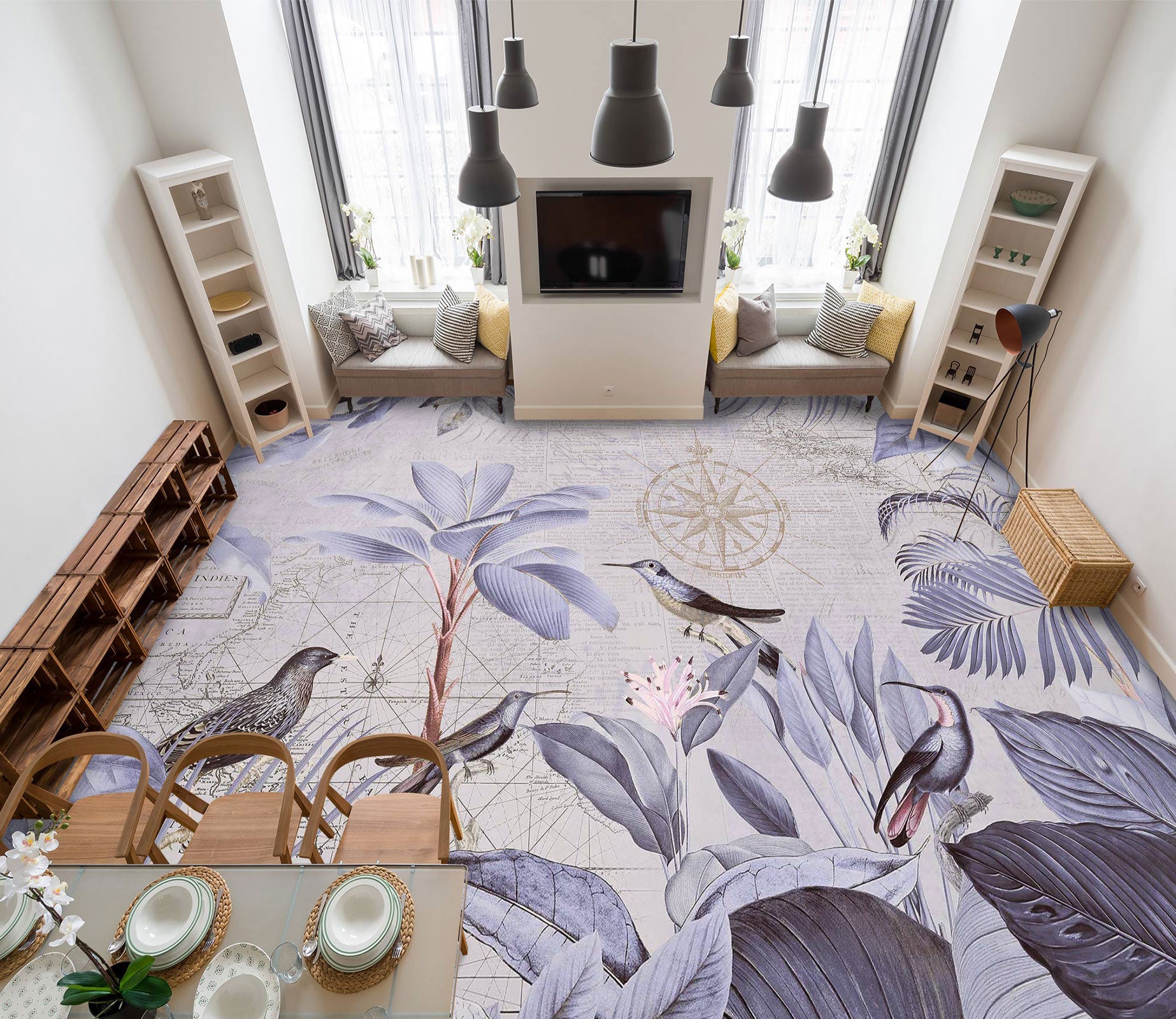 3D Purple Bird Grove 10050 Andrea Haase Floor Mural  Wallpaper Murals Self-Adhesive Removable Print Epoxy