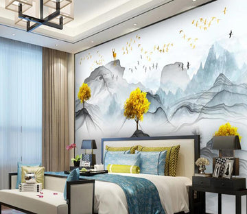 3D Mountain Trees 157 Wall Murals