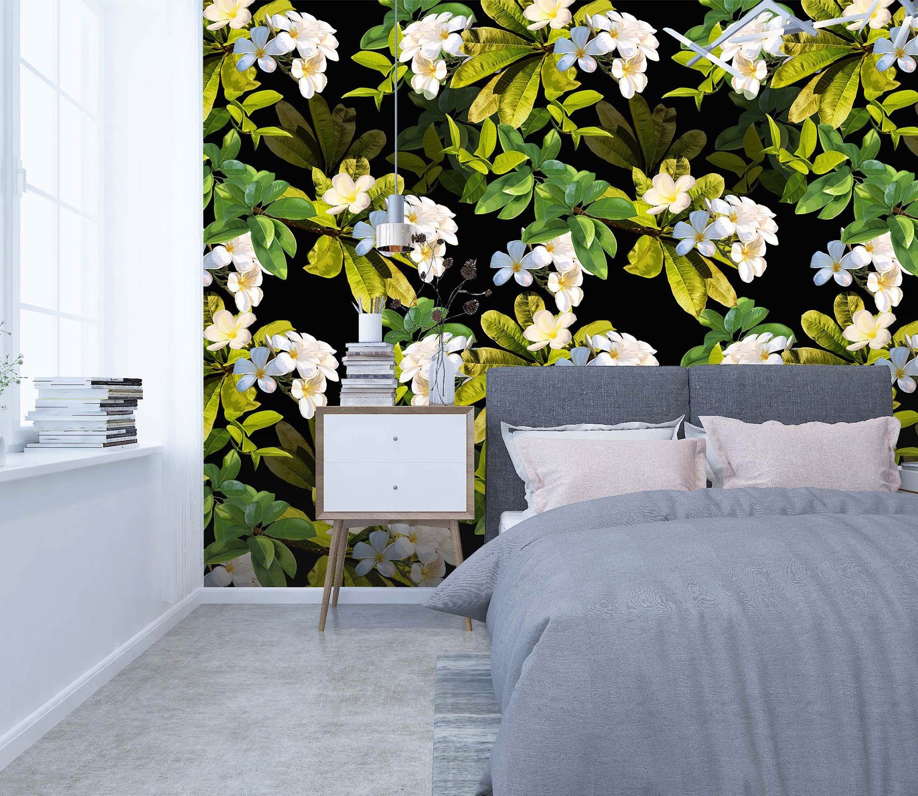 3D Blooming White Flower 44 Wall Murals Wallpaper AJ Wallpaper 2 