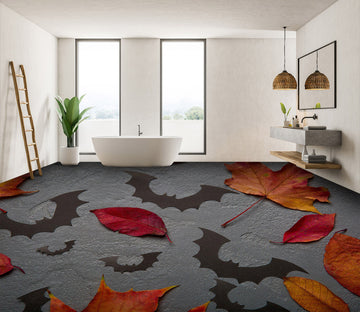 3D Bat Leaves 011 Floor Mural  Self-Adhesive Sticker Bathroom Non-slip Waterproof Flooring Murals