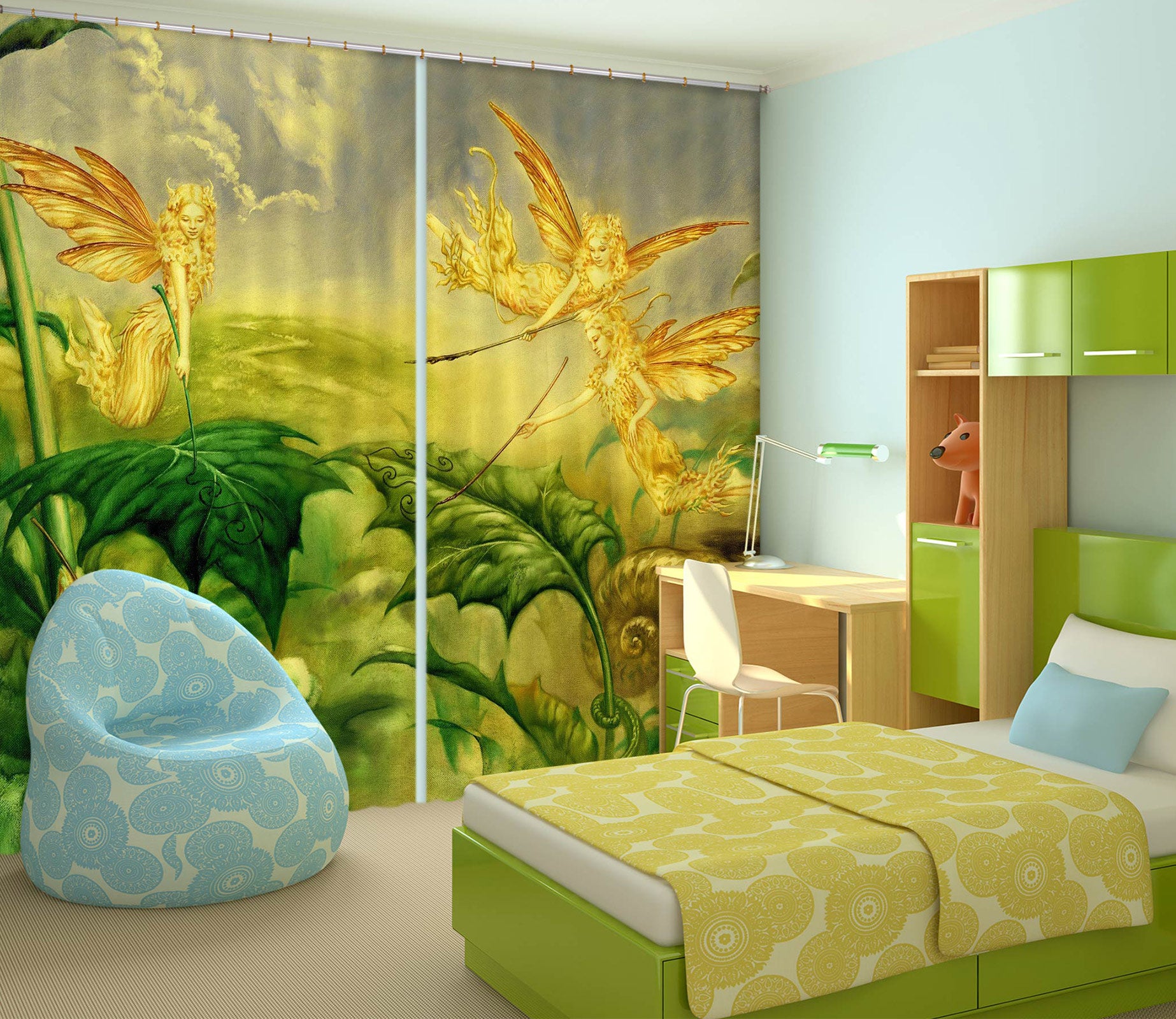 3D Leaves Elf 8004 Ciruelo Curtain Curtains Drapes