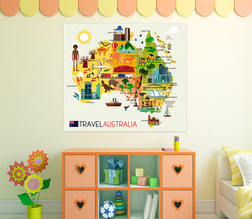 3D Color Houses 233 World Map Wall Sticker