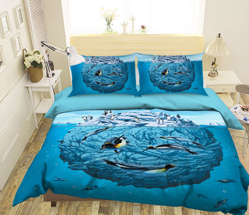 3D Penguin Wink Def 068 Bed Pillowcases Quilt Exclusive Designer Vincent