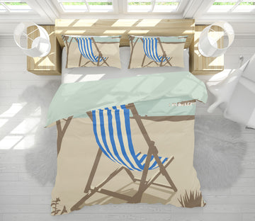 3D Bournemouth Blue Deckchair 2004 Steve Read Bedding Bed Pillowcases Quilt