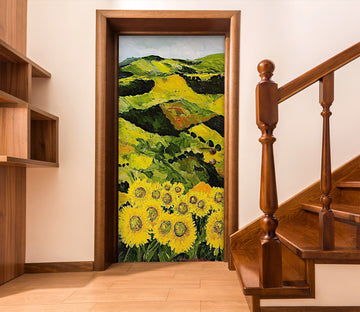 3D Meadow Hillside Sunflower Painting 9394 Allan P. Friedlander Door Mural