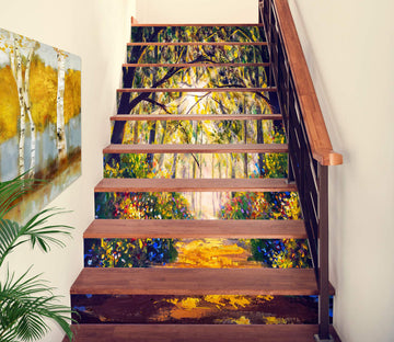 3D Sunlight In The Staggered Woods 383 Stair Risers