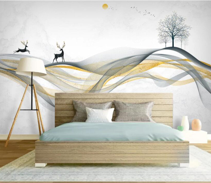 3D Black Fawn Tree WC2470 Wall Murals