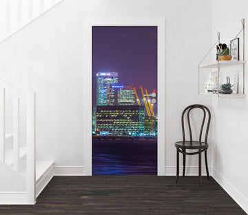 3D Building Color Lights Night 106152 Assaf Frank Door Mural