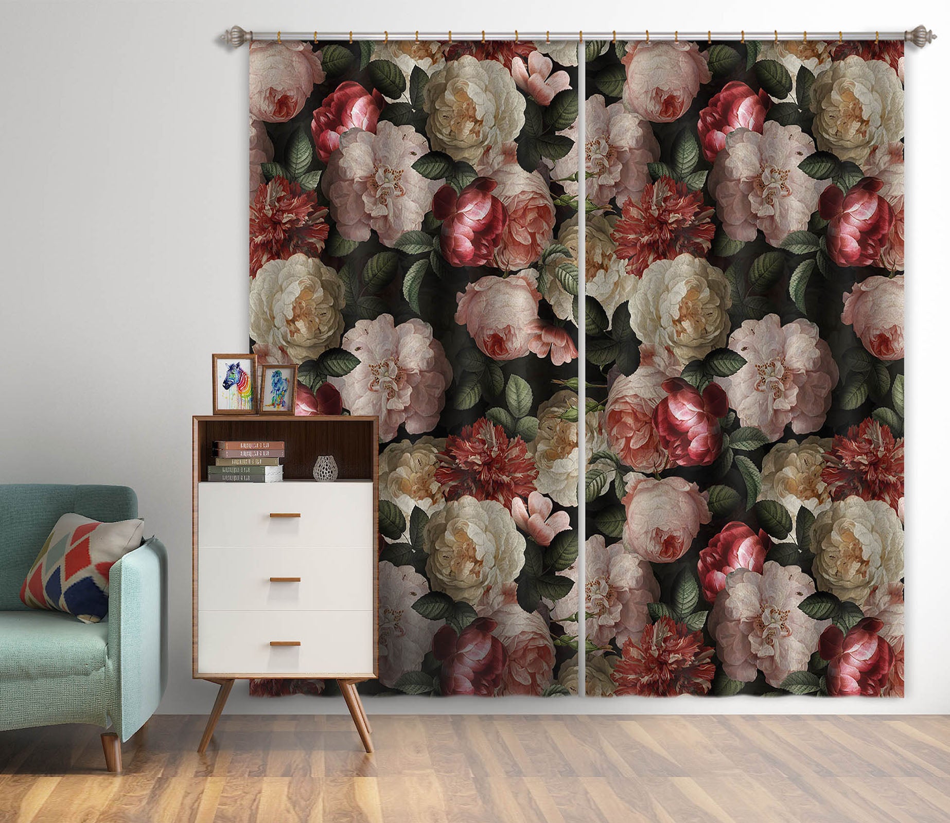 3D Bright Rose 113 Uta Naumann Curtain Curtains Drapes