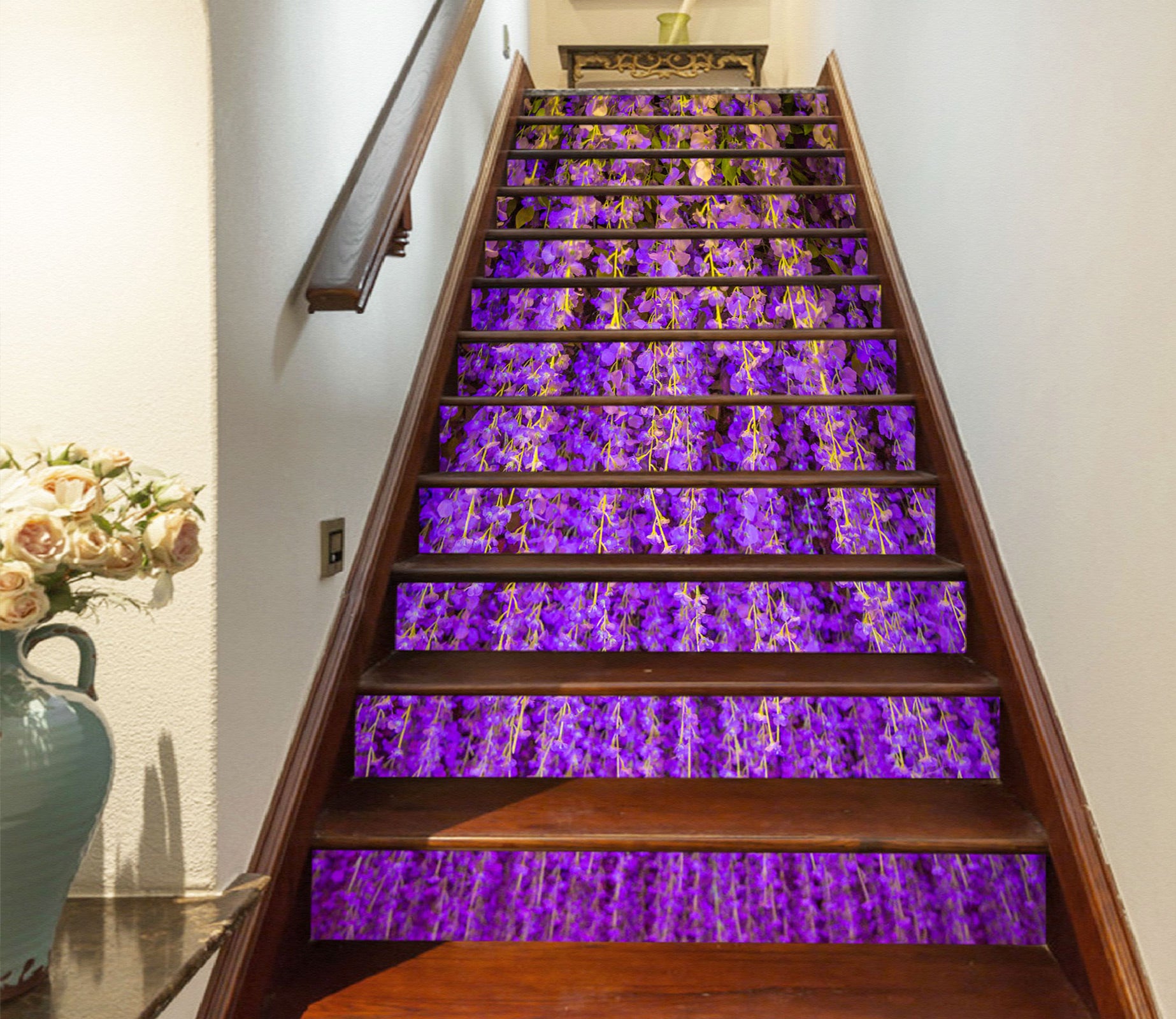 3D Arrangement Of Purple Flowers 306 Stair Risers