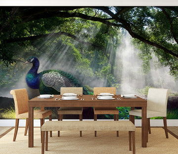 3D Peacock Forest WC530 Wall Murals