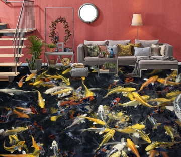 3D Noble Golden Fish 1045 Floor Mural  Wallpaper Murals Self-Adhesive Removable Print Epoxy