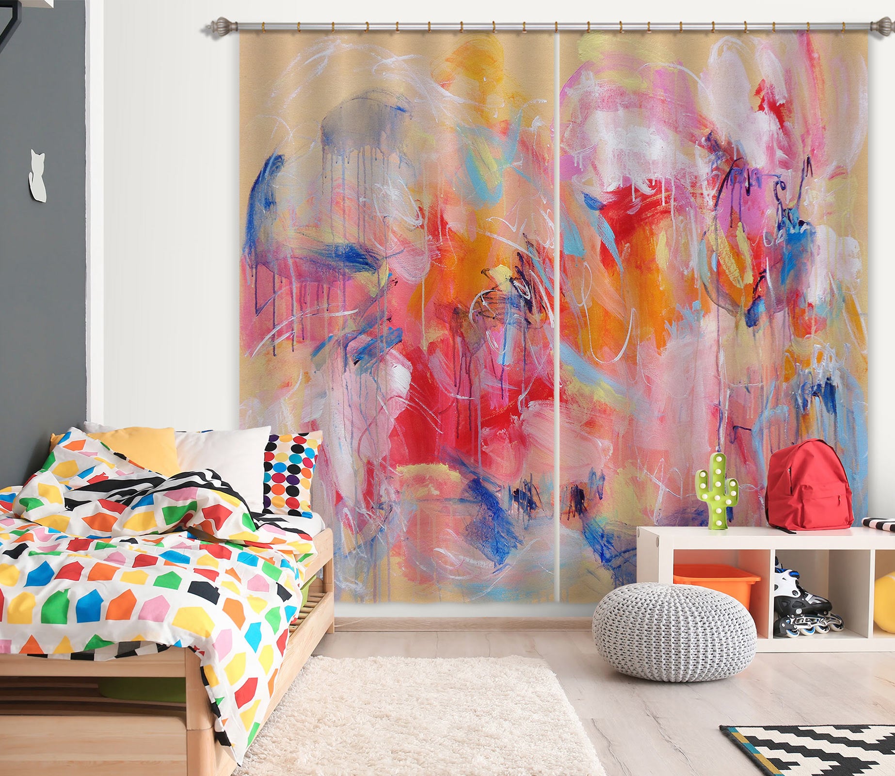 3D Pink Painting 2423 Misako Chida Curtain Curtains Drapes