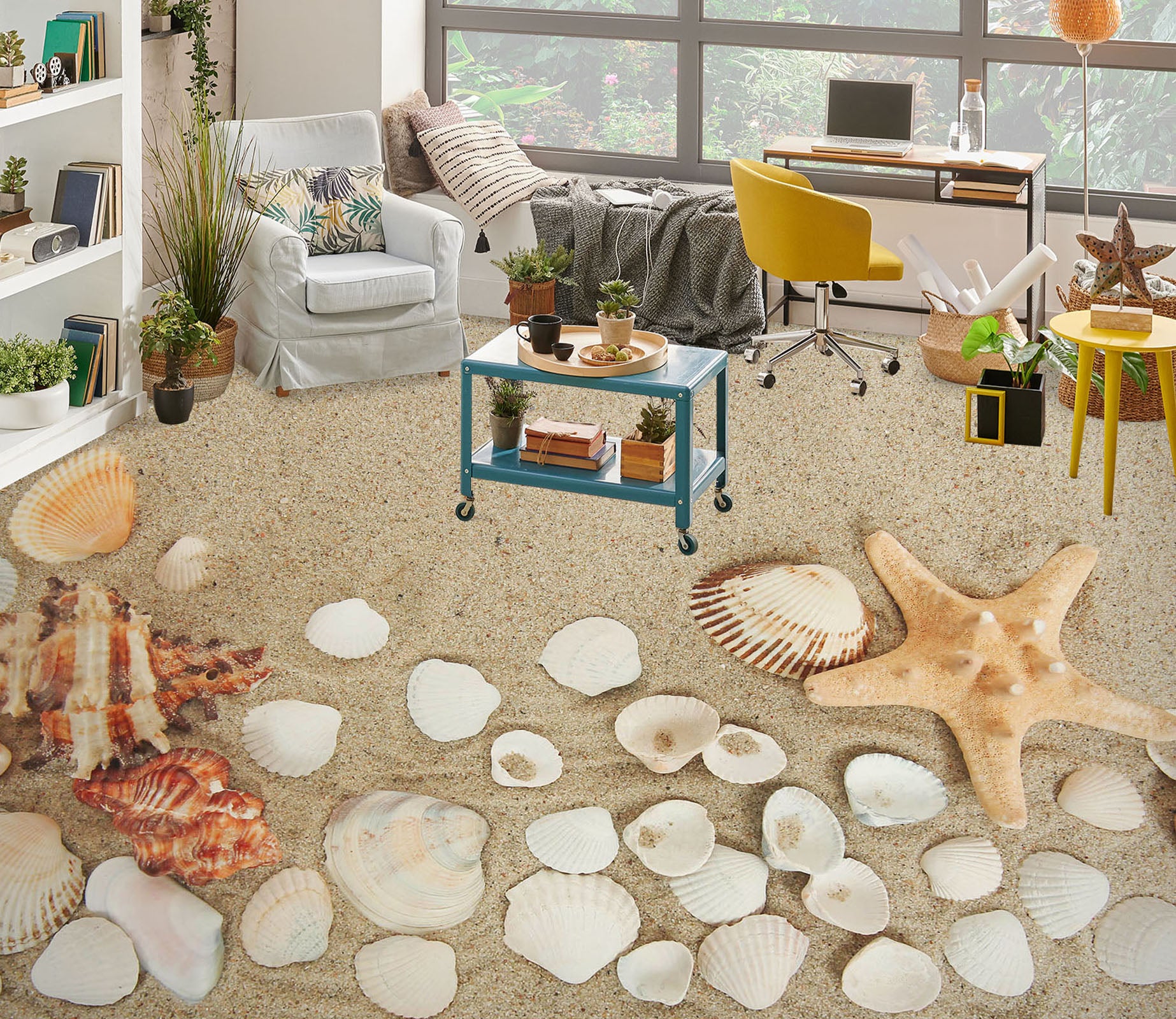 3D White Shells 313 Floor Mural  Wallpaper Murals Rug & Mat Print Epoxy waterproof bath floor