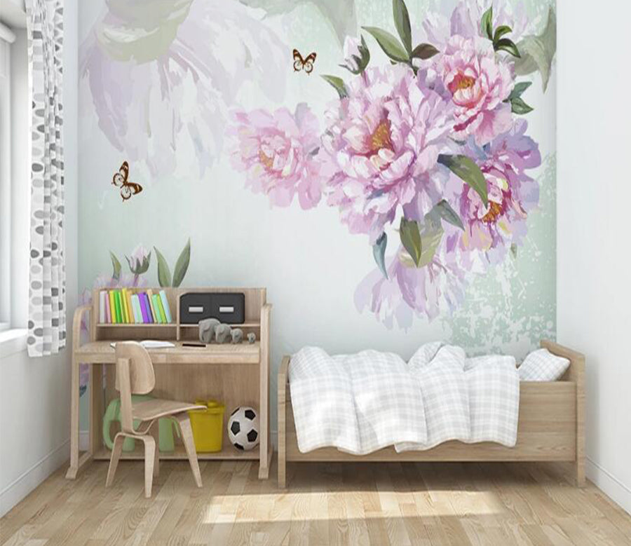 3D Blooming Purple Flowers 035 Wall Murals