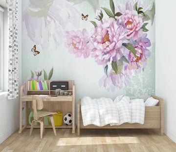 3D Blooming Purple Flowers 035 Wall Murals
