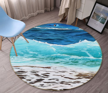3D Waves Seaside 9738 Marina Zotova Rug Round Non Slip Rug Mat
