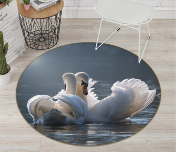 3D Swan 096 Animal Round Non Slip Rug Mat Mat AJ Creativity Home 