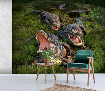 3D Crocodile 100 Jerry LoFaro Wall Mural Wall Murals