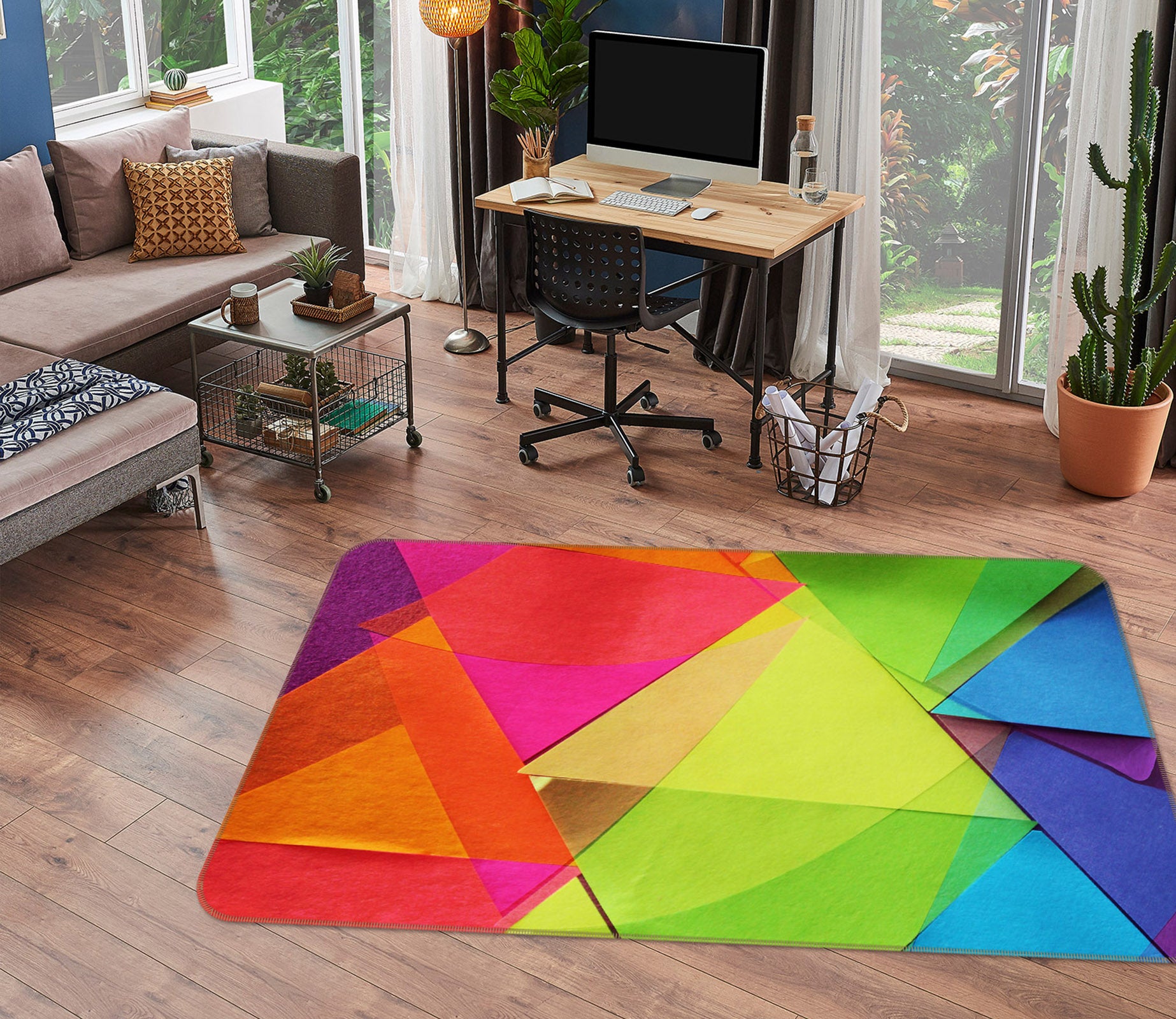 3D Colored Triangle 71025 Shandra Smith Rug Non Slip Rug Mat