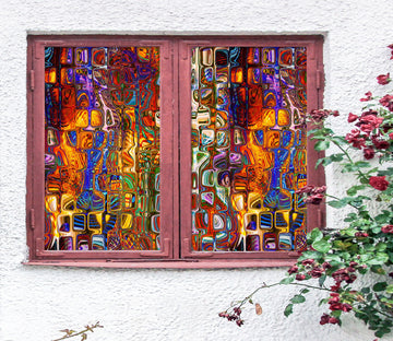 3D Colored Ice Cubes 118 Window Film Print Sticker Cling Stained Glass UV Block