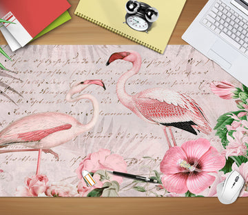 3D Pink Flamingo Flower 994 Andrea Haase Desk Mat