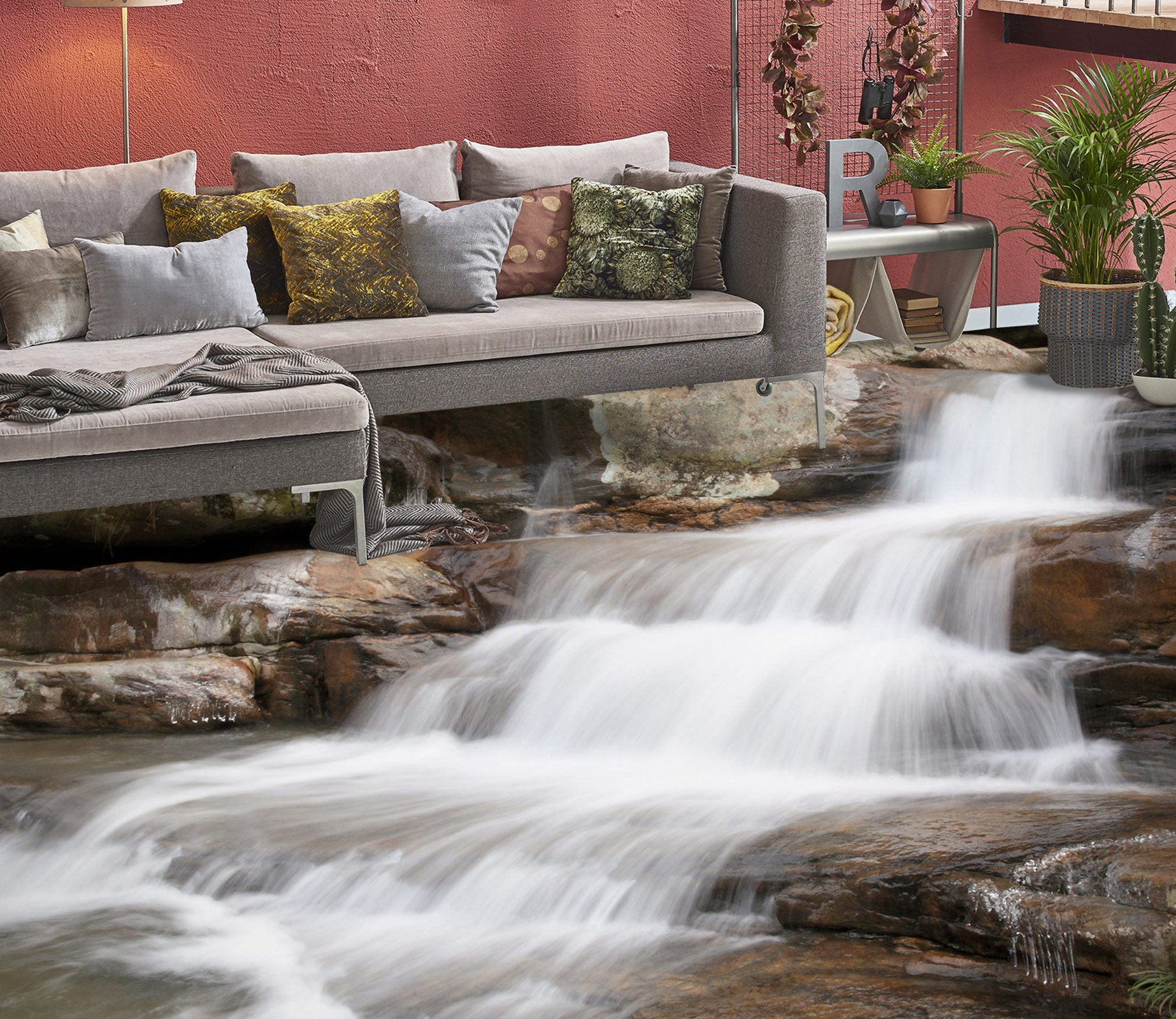 3D Steep Flowing Water 1010 Floor Mural  Wallpaper Murals Self-Adhesive Removable Print Epoxy