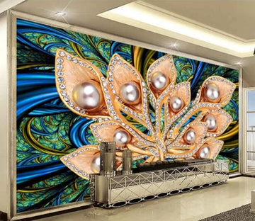 3D Pearl Flower WC264 Wall Murals