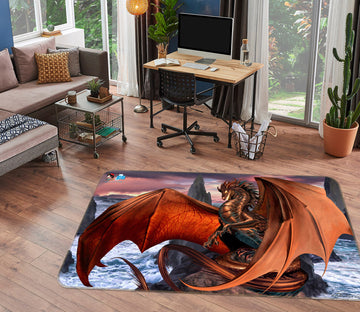 3D Orange Dragon 8203 Ruth Thompson Rug Non Slip Rug Mat