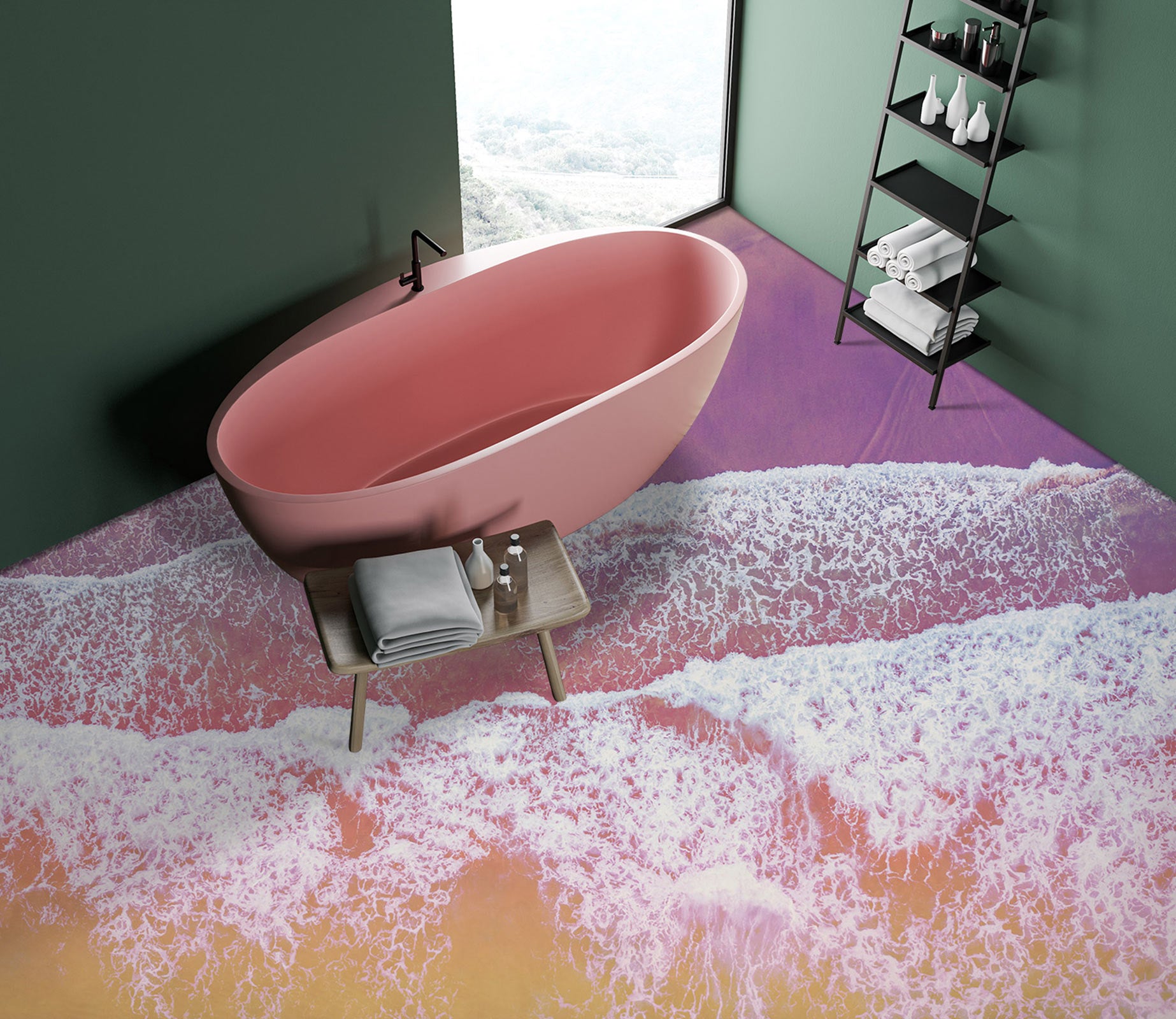 3D Dreamy Purple Sea 489 Floor Mural  Wallpaper Murals Rug & Mat Print Epoxy waterproof bath floor