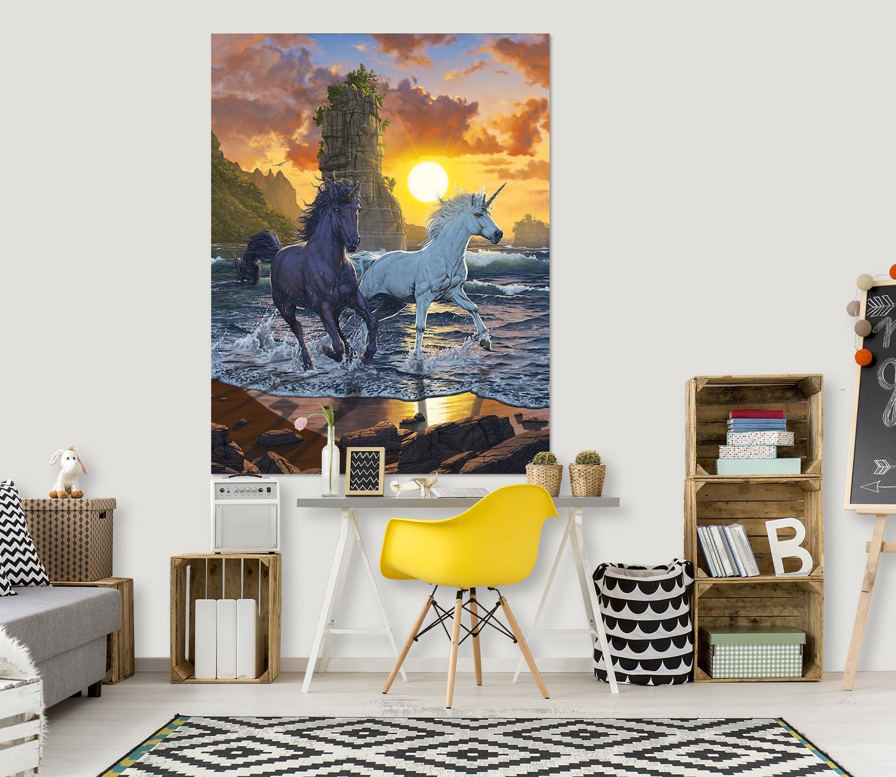 3D Unicorns In Sunset 088 Vincent Hie Wall Sticker